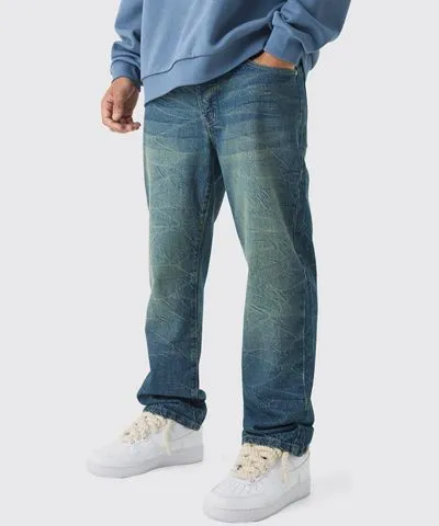 boohoo Mens Straight Rigid Tinted Denim Jeans