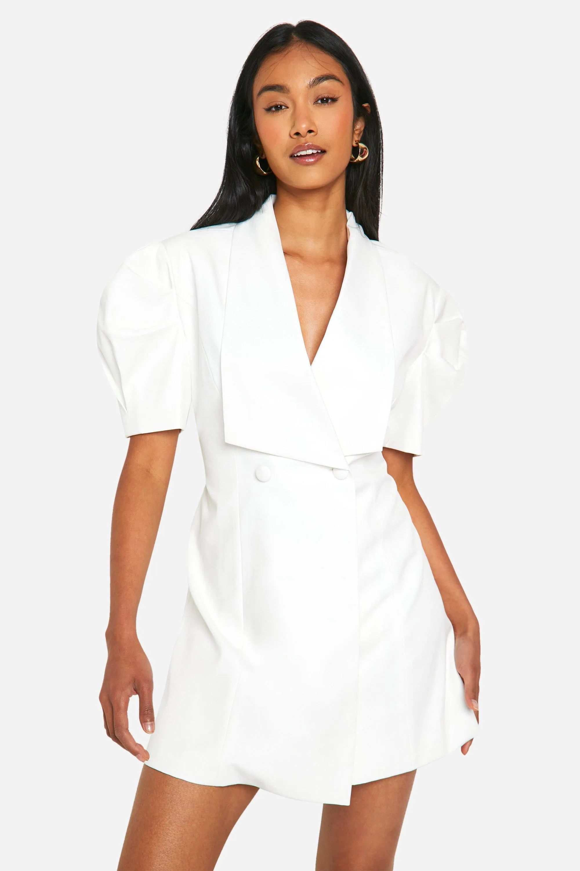 Bow Detail Puff Sleeve Blazer Dress