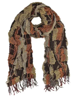 Brown Textured Gauze Scarf Wrap