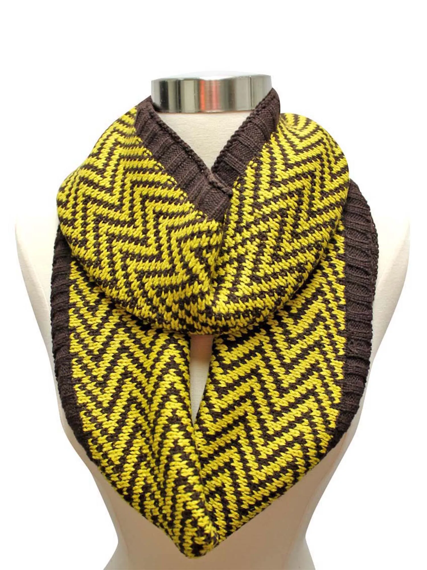 Chevron Pattern Knit Circle Infinity Scarf