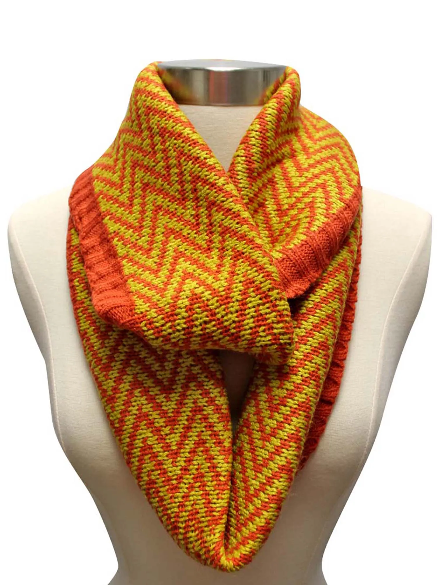 Chevron Pattern Knit Circle Infinity Scarf