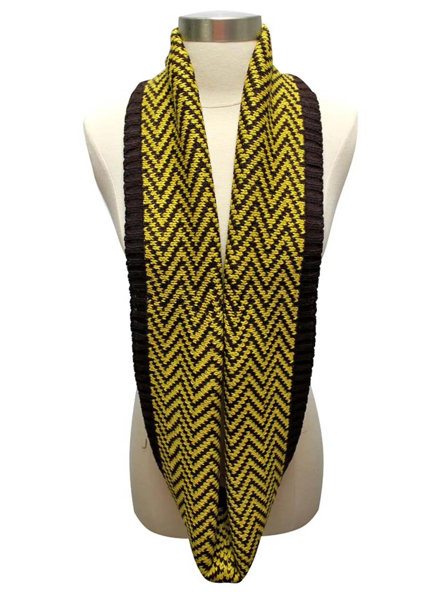 Chevron Pattern Knit Circle Infinity Scarf