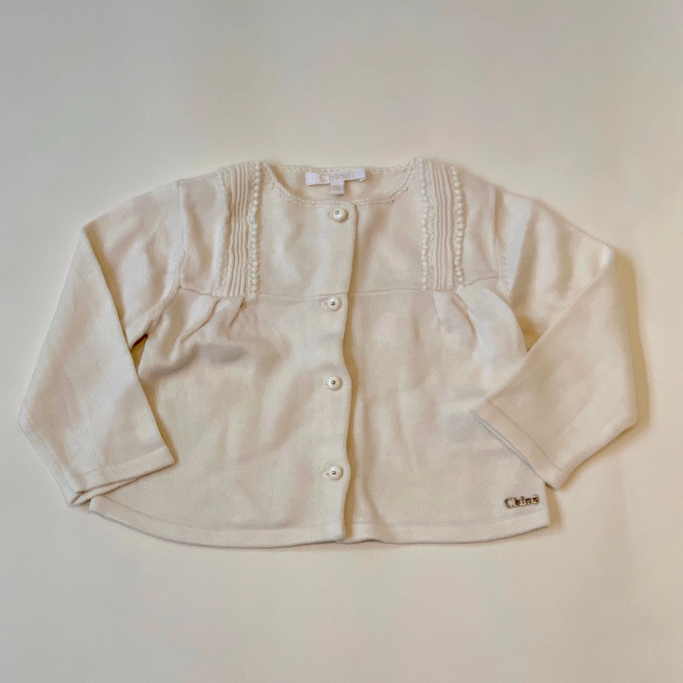 Chloé Cotton/ Silk Mix Cream Cardigan: 9 Months