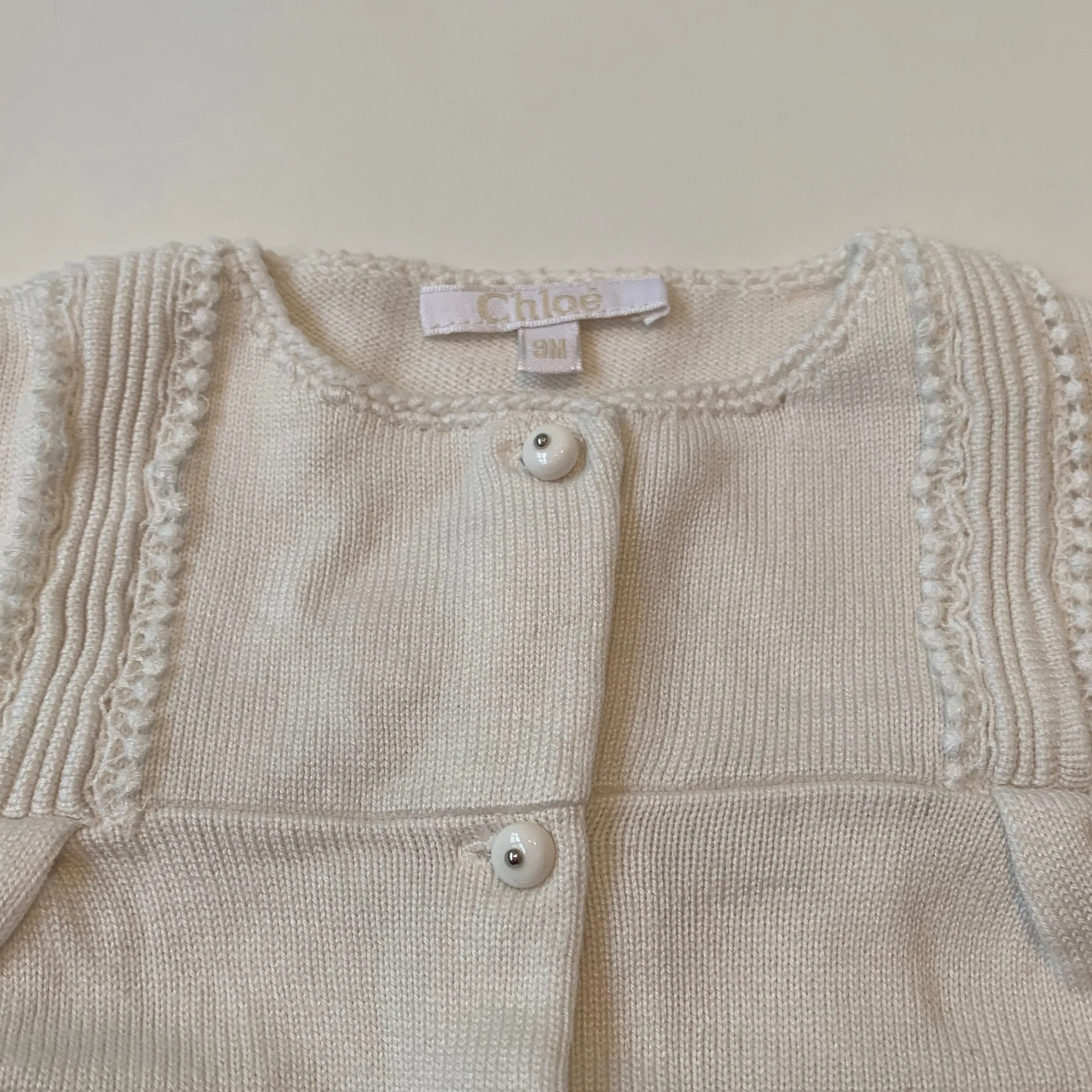 Chloé Cotton/ Silk Mix Cream Cardigan: 9 Months