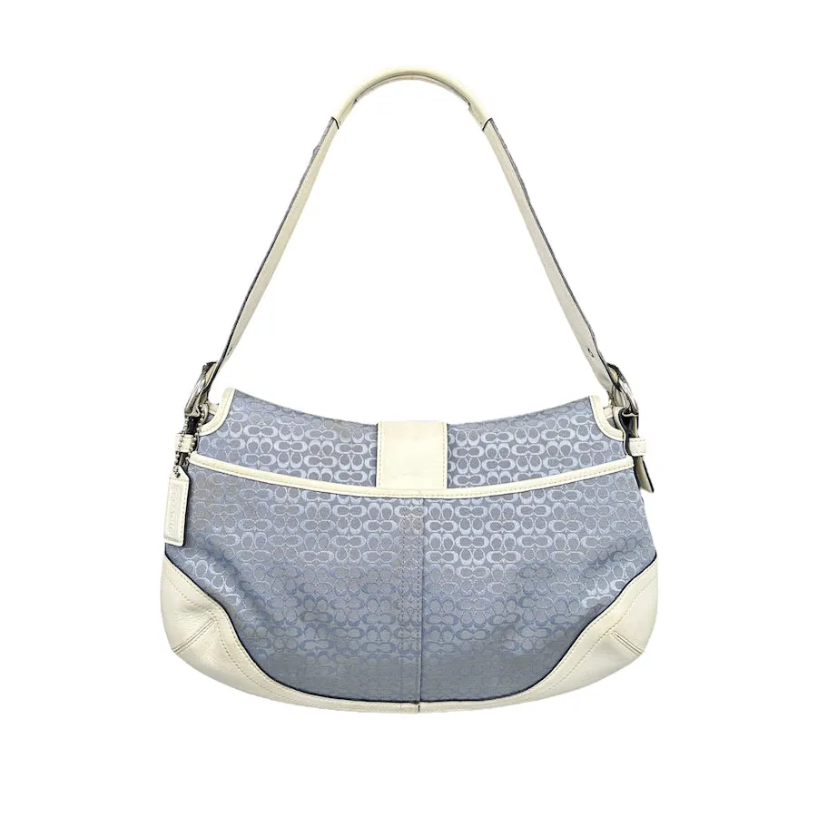 COACH BLUE / WHITE MINI SIGNATURE CANVAS BUCKLE SHOULDER BAG