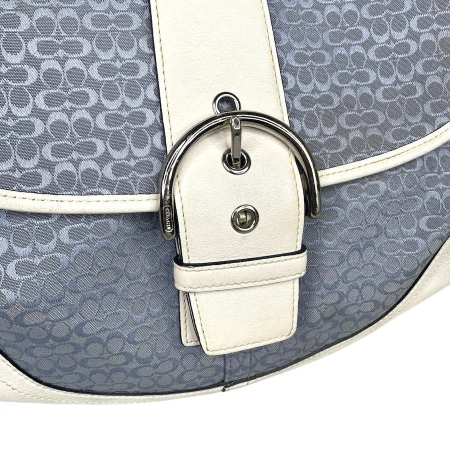 COACH BLUE / WHITE MINI SIGNATURE CANVAS BUCKLE SHOULDER BAG