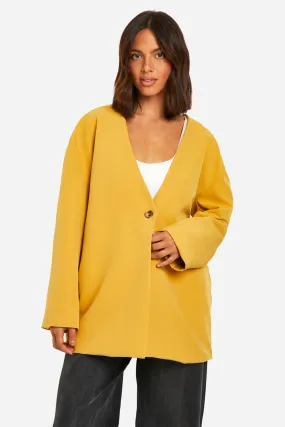 Collarless Oversized Longline Blazer