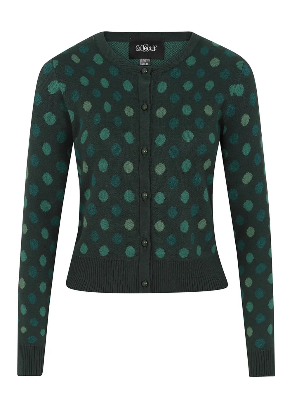 Collectif Jessie Jewel Polka 50's Cardigan Green