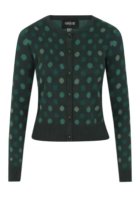 Collectif Jessie Jewel Polka 50's Cardigan Green