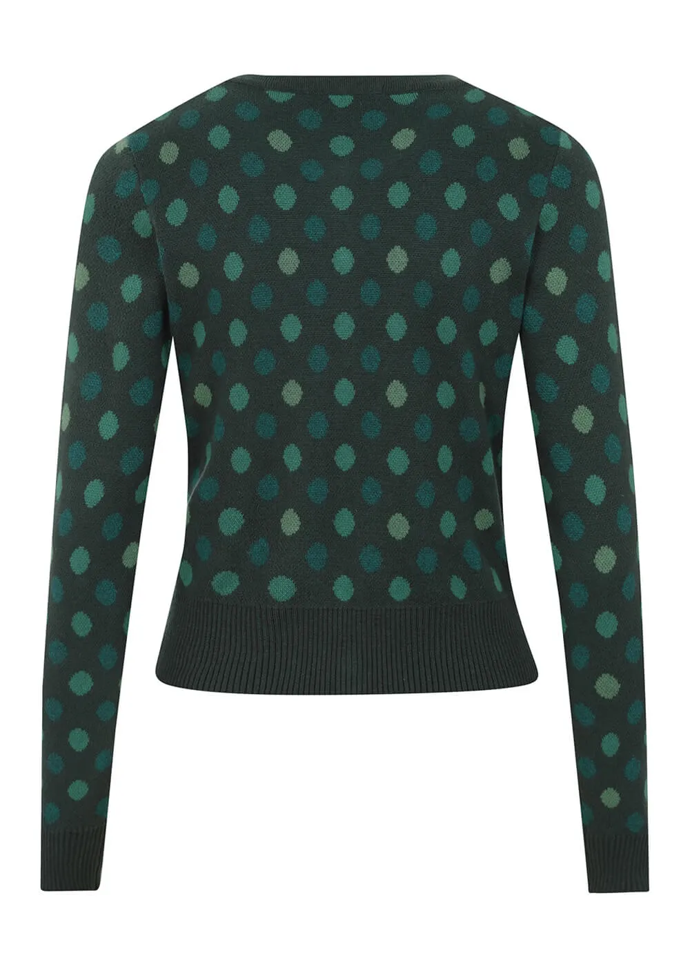 Collectif Jessie Jewel Polka 50's Cardigan Green