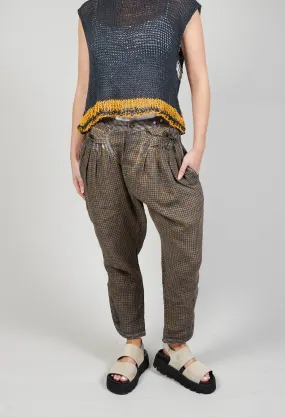 Contrast Waistband Trousers in Original Mustard Check