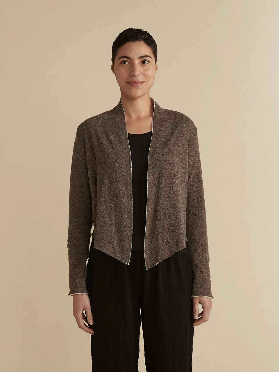 Cut Loose Wool Blend Double Cloth Cropped Cardigan