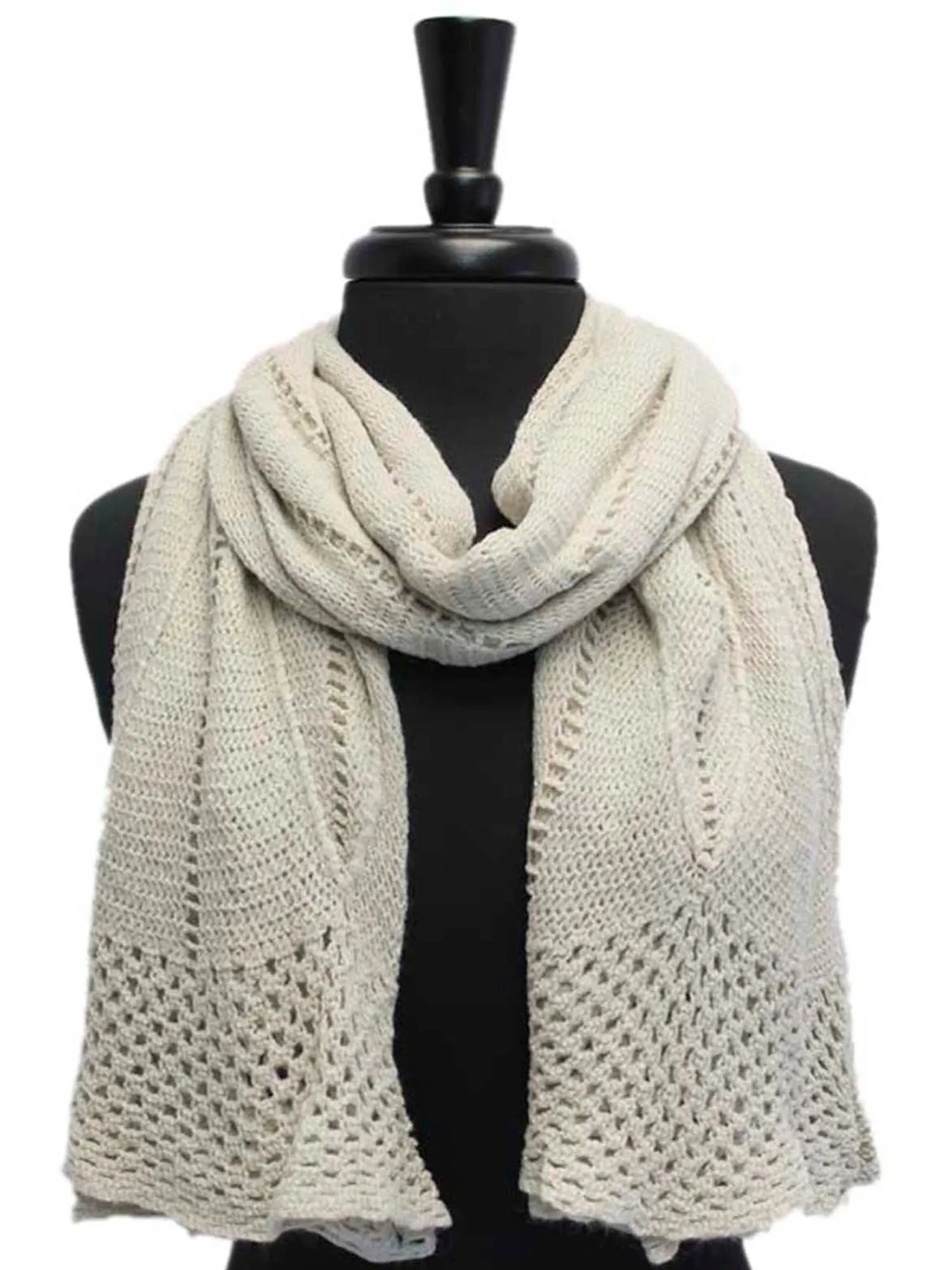 Delicate Crocheted Knit Winter Scarf