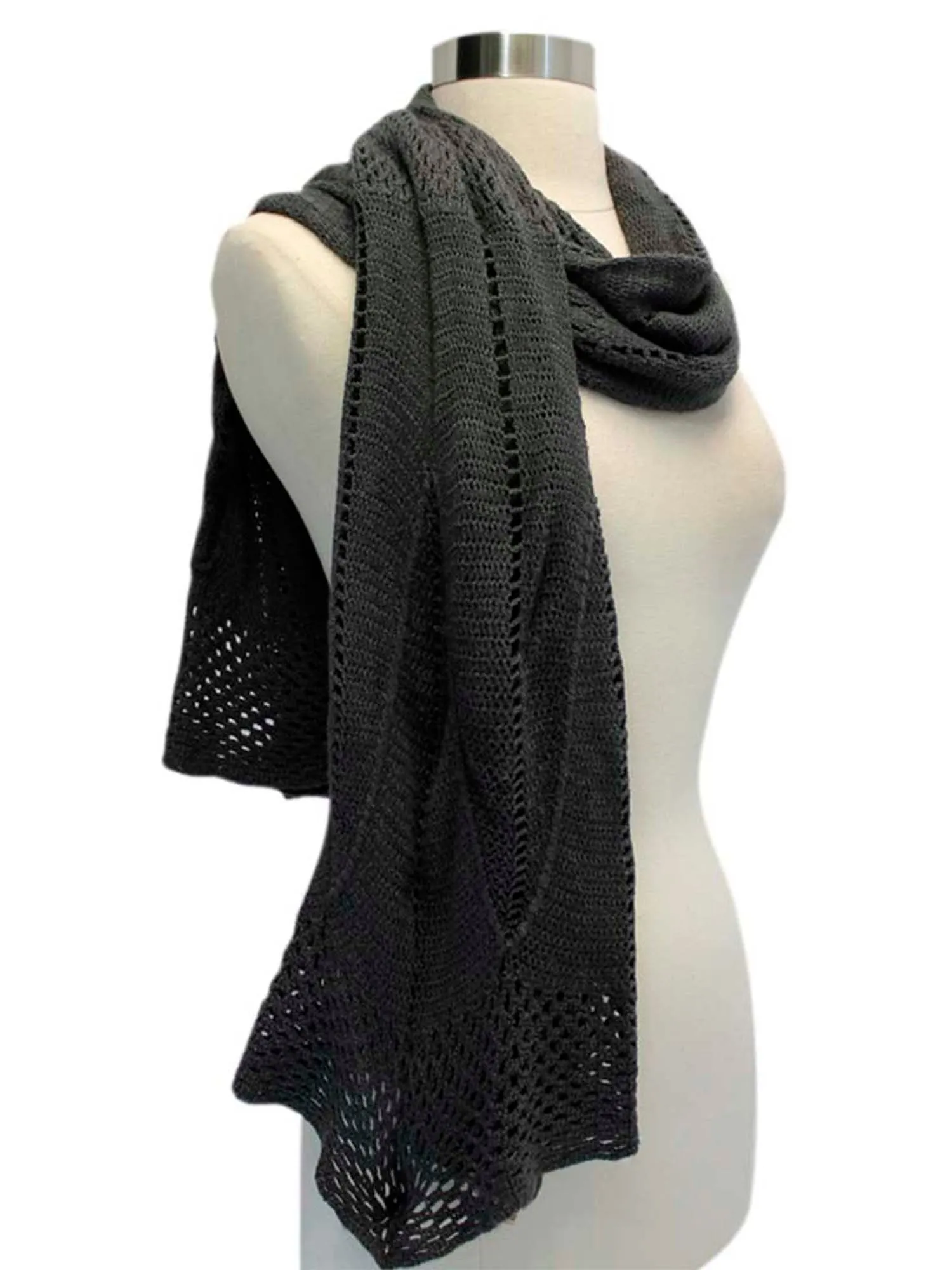 Delicate Crocheted Knit Winter Scarf