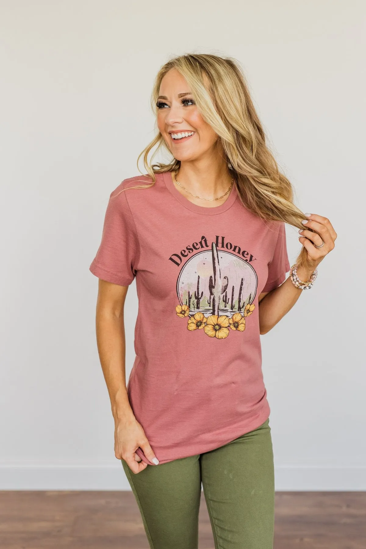 Desert Honey Cactus Graphic Top- Mauve