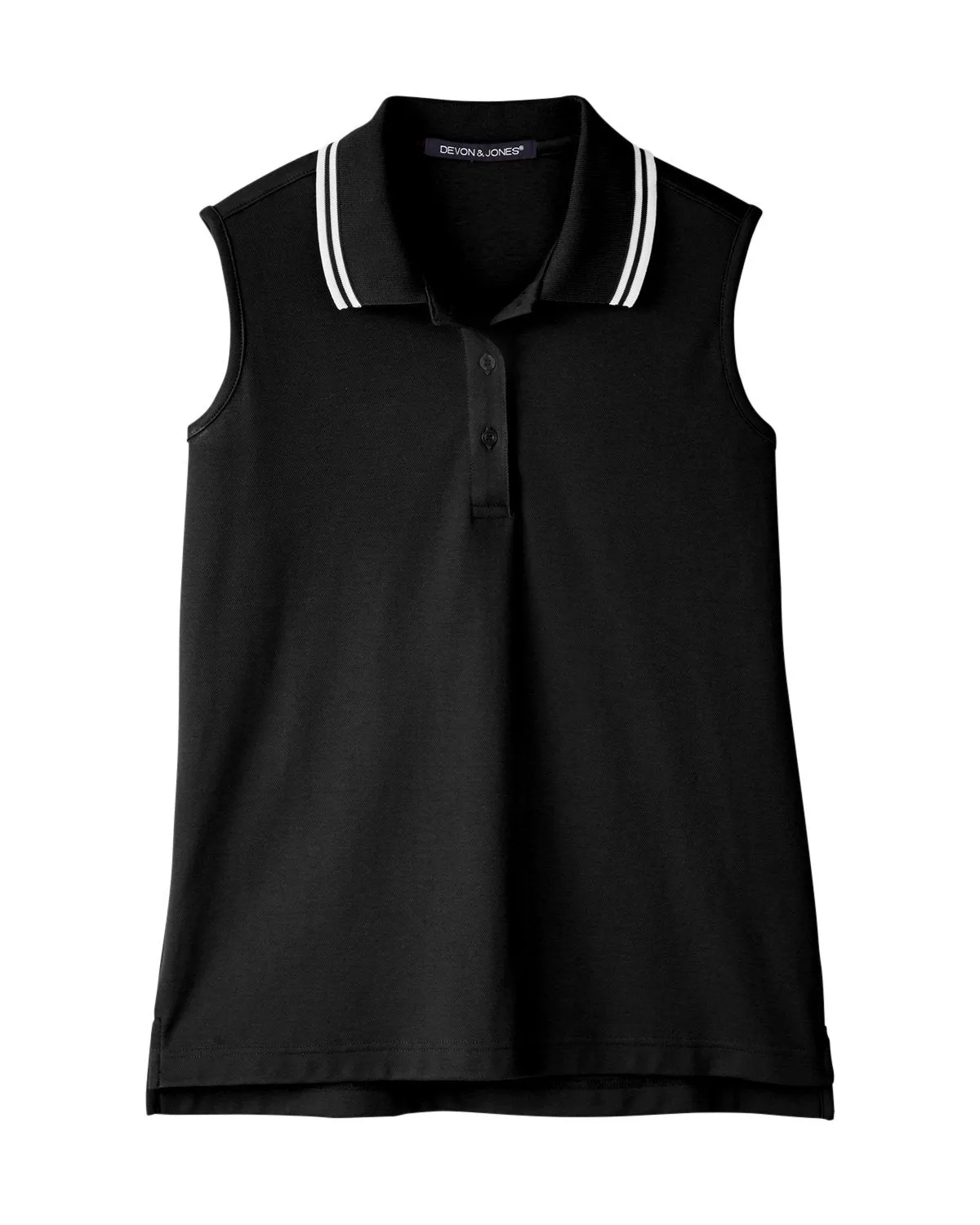 Devon & Jones Ladies' CrownLux Performance Plaited Tipped Sleeveless Polo