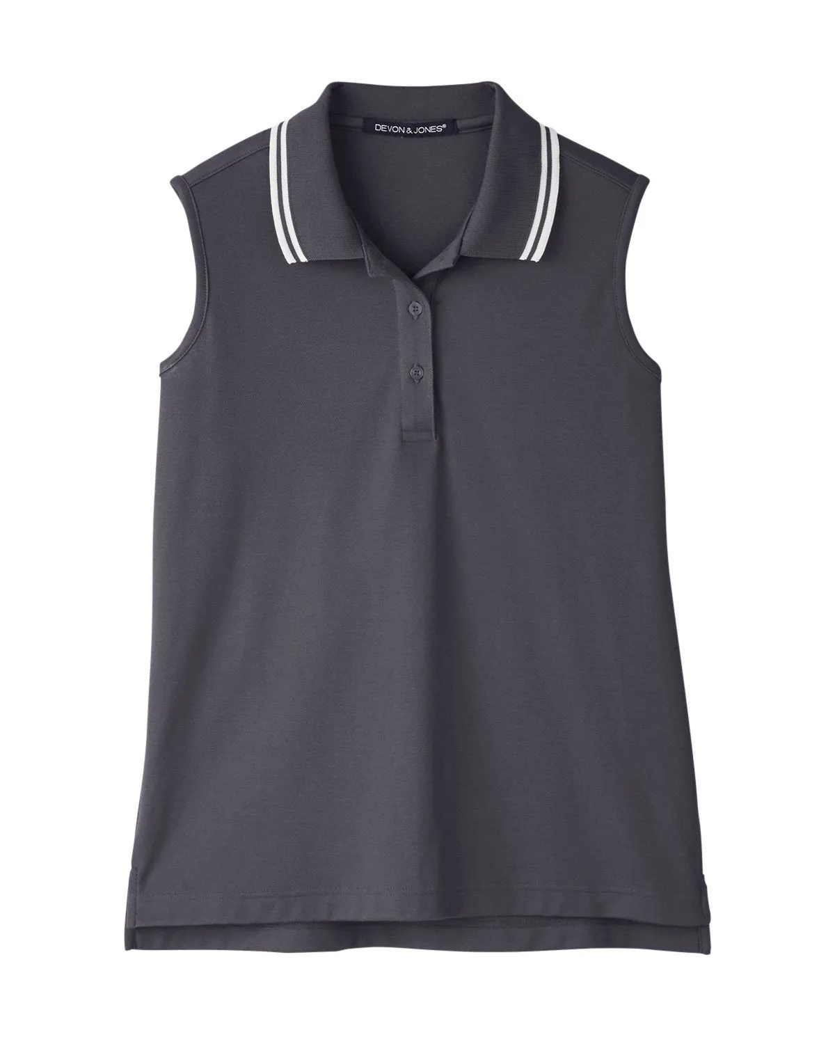 Devon & Jones Ladies' CrownLux Performance Plaited Tipped Sleeveless Polo