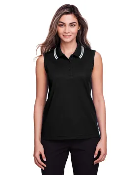 Devon & Jones Ladies' CrownLux Performance Plaited Tipped Sleeveless Polo