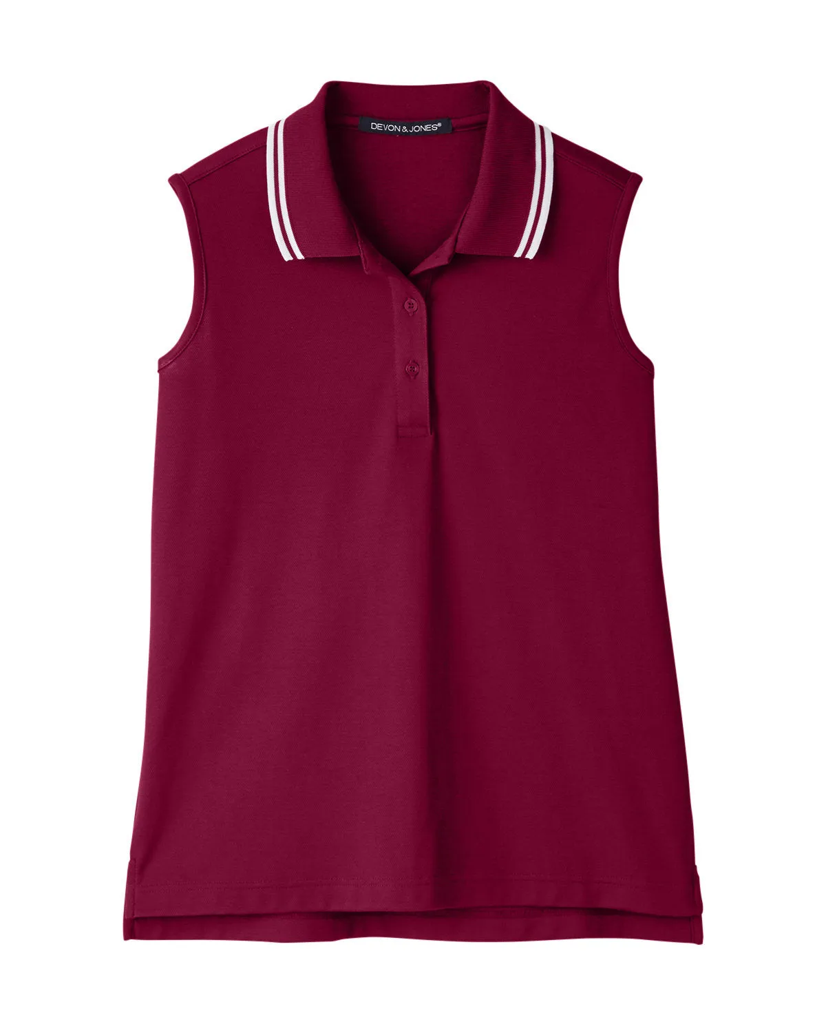 Devon & Jones Ladies' CrownLux Performance Plaited Tipped Sleeveless Polo