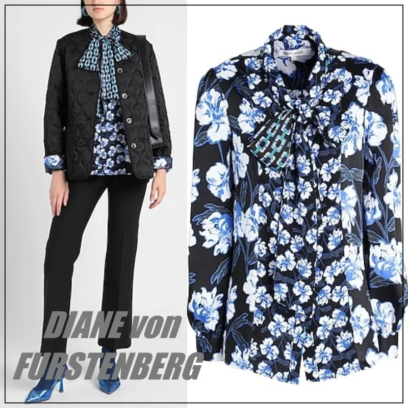 DIANE von FURSTENBERG  |Flower Patterns Long Sleeves Shirts & Blouses