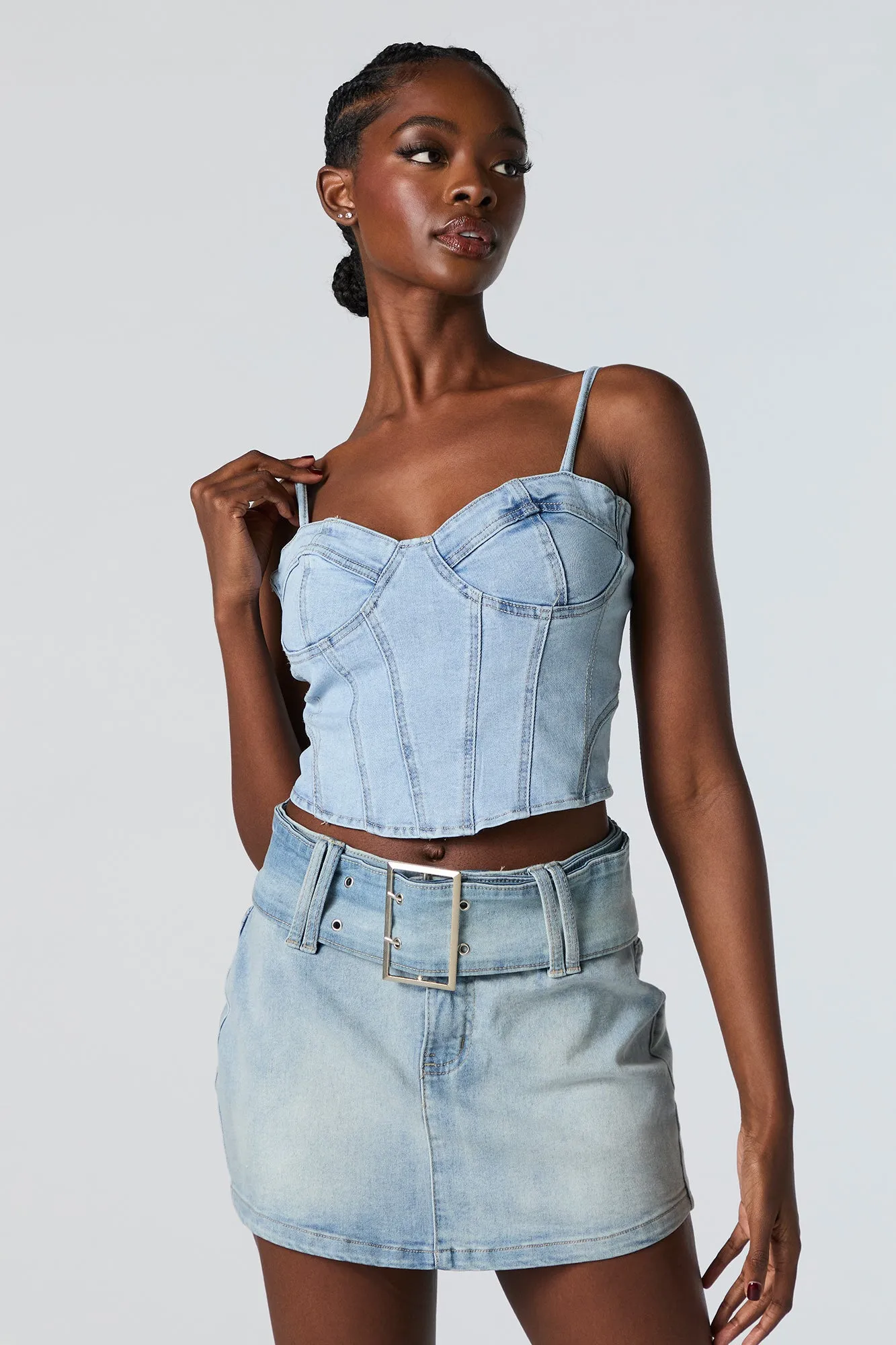 Débardeur corset en denim