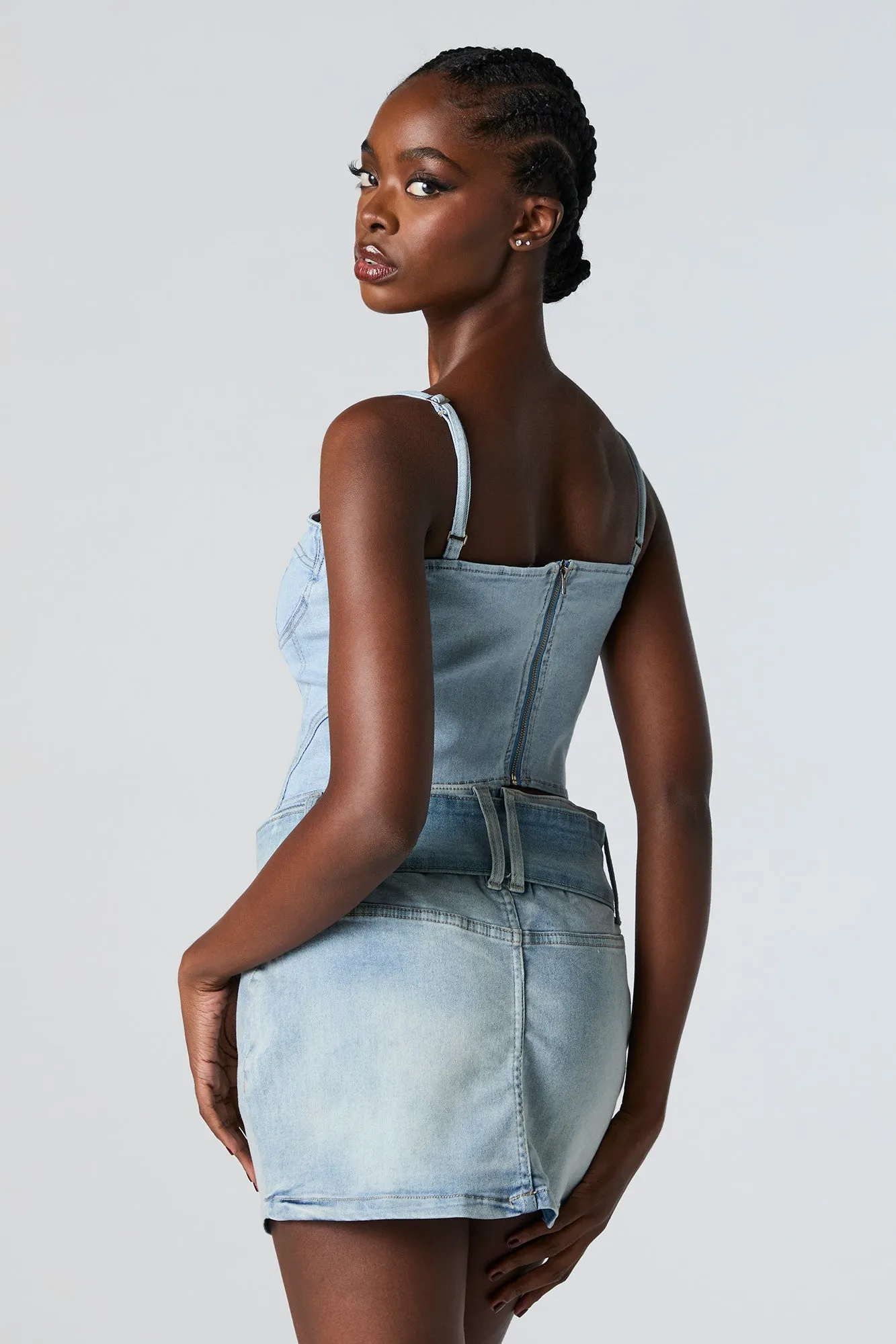 Débardeur corset en denim