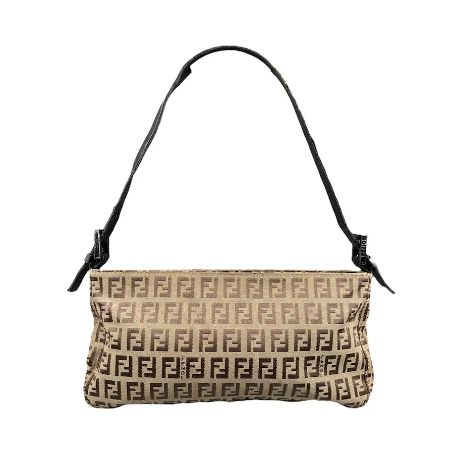 FENDI BEIGE ZUCCHINO CANVAS SHOULDER BAG