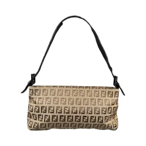 FENDI BEIGE ZUCCHINO CANVAS SHOULDER BAG