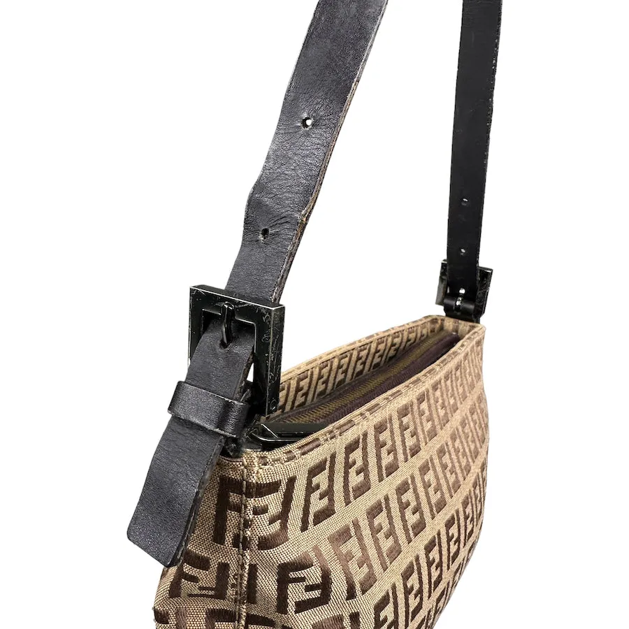 FENDI BEIGE ZUCCHINO CANVAS SHOULDER BAG