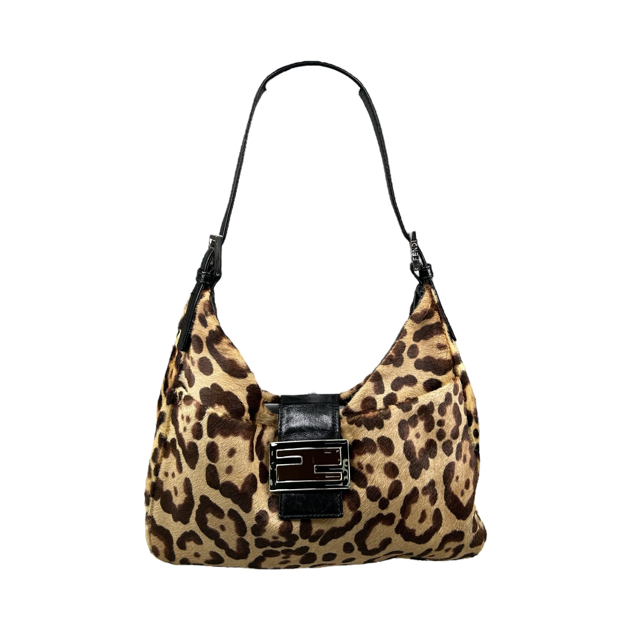 FENDI CALFHAIR LEOPARD PRINT MAMMA BAGUETTE BAG