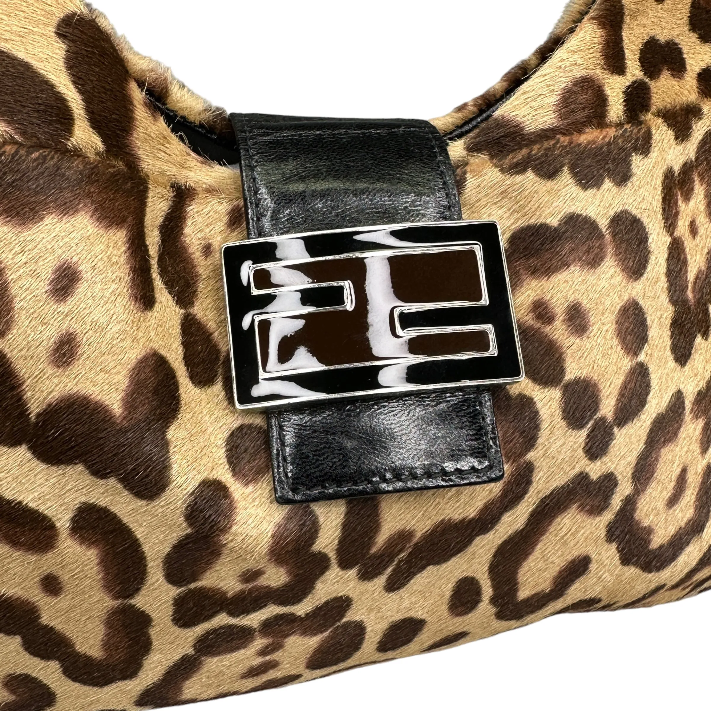 FENDI CALFHAIR LEOPARD PRINT MAMMA BAGUETTE BAG