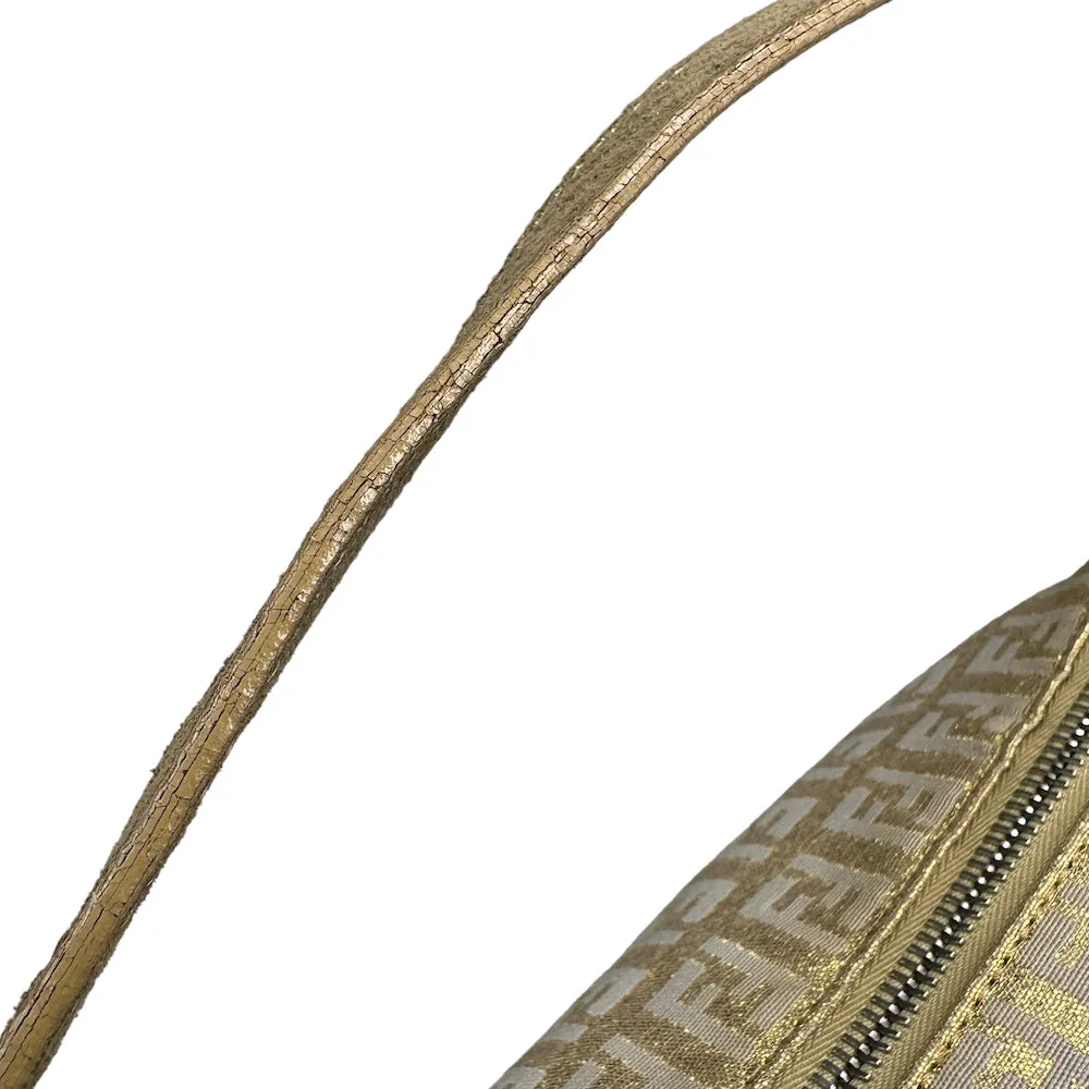 FENDI GOLD ZUCCHINO CANVAS SHOULDER BAG