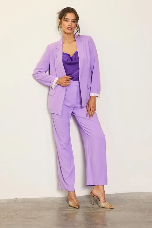 FINAL SALE - Lavender Pintuck Wide Leg Trousers