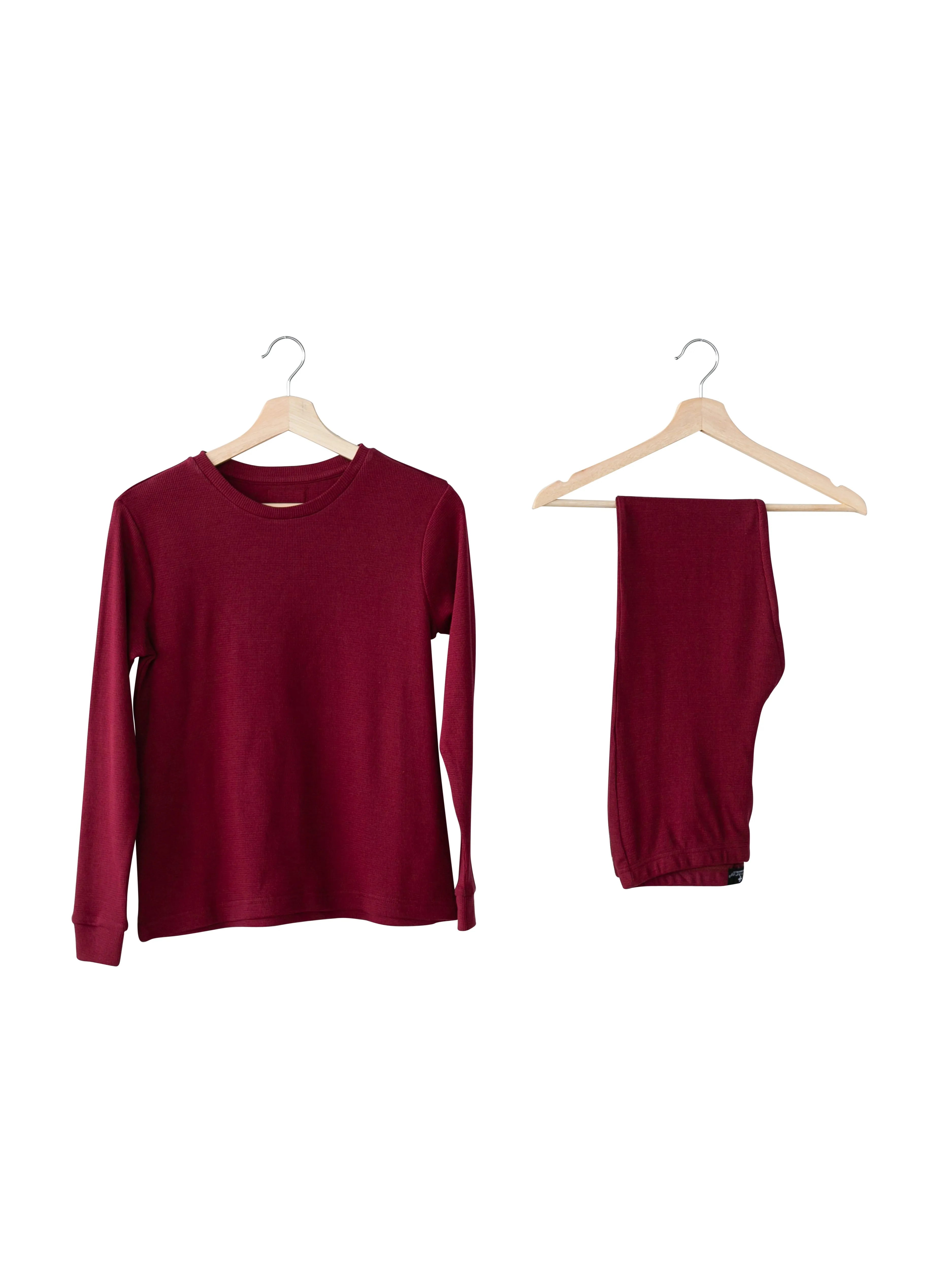 FINAL SALE - Organic Thermal Pajama Set -  MAROON