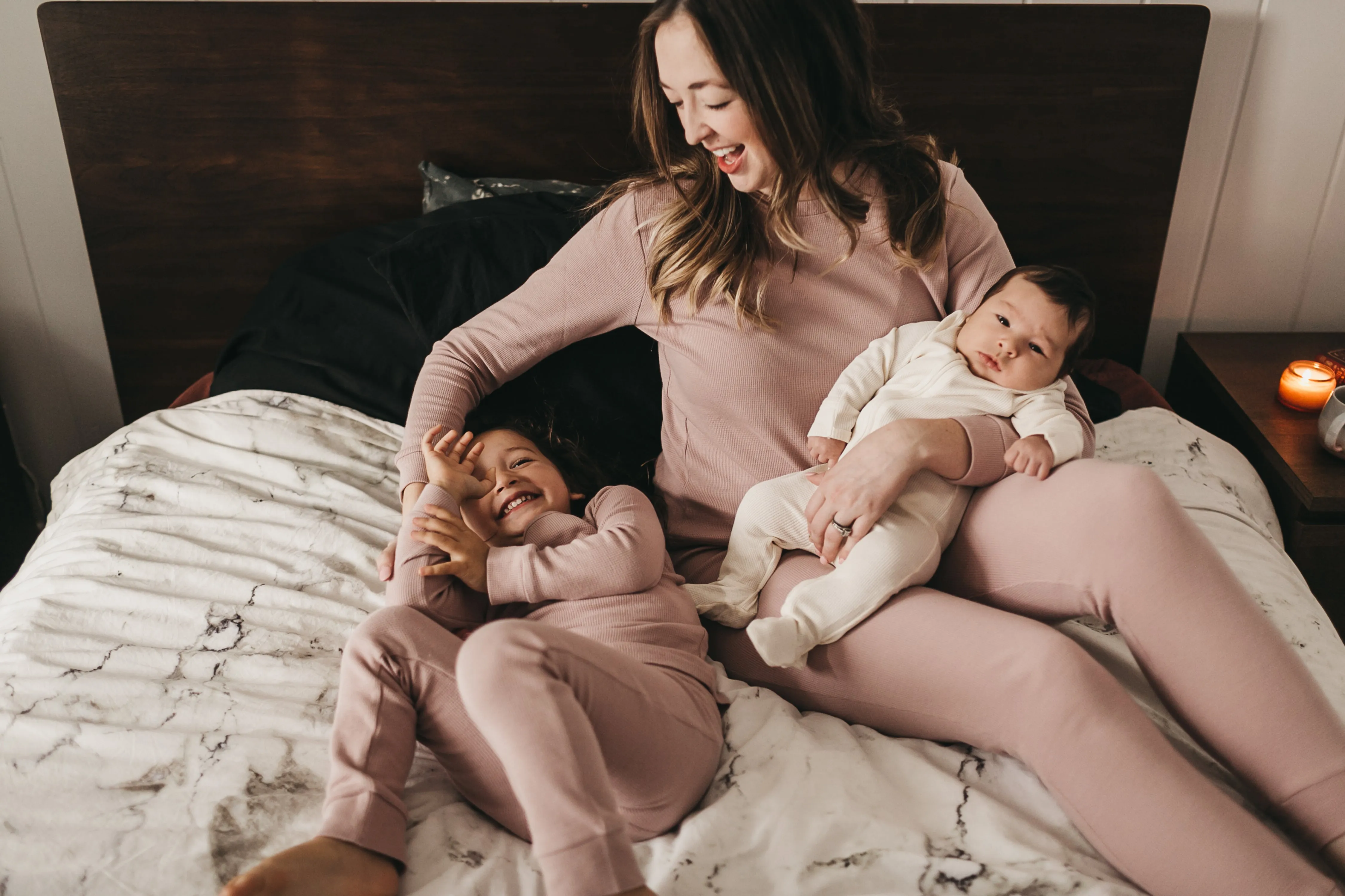 FINAL SALE - Organic Thermal Pajama Set -  MAUVE