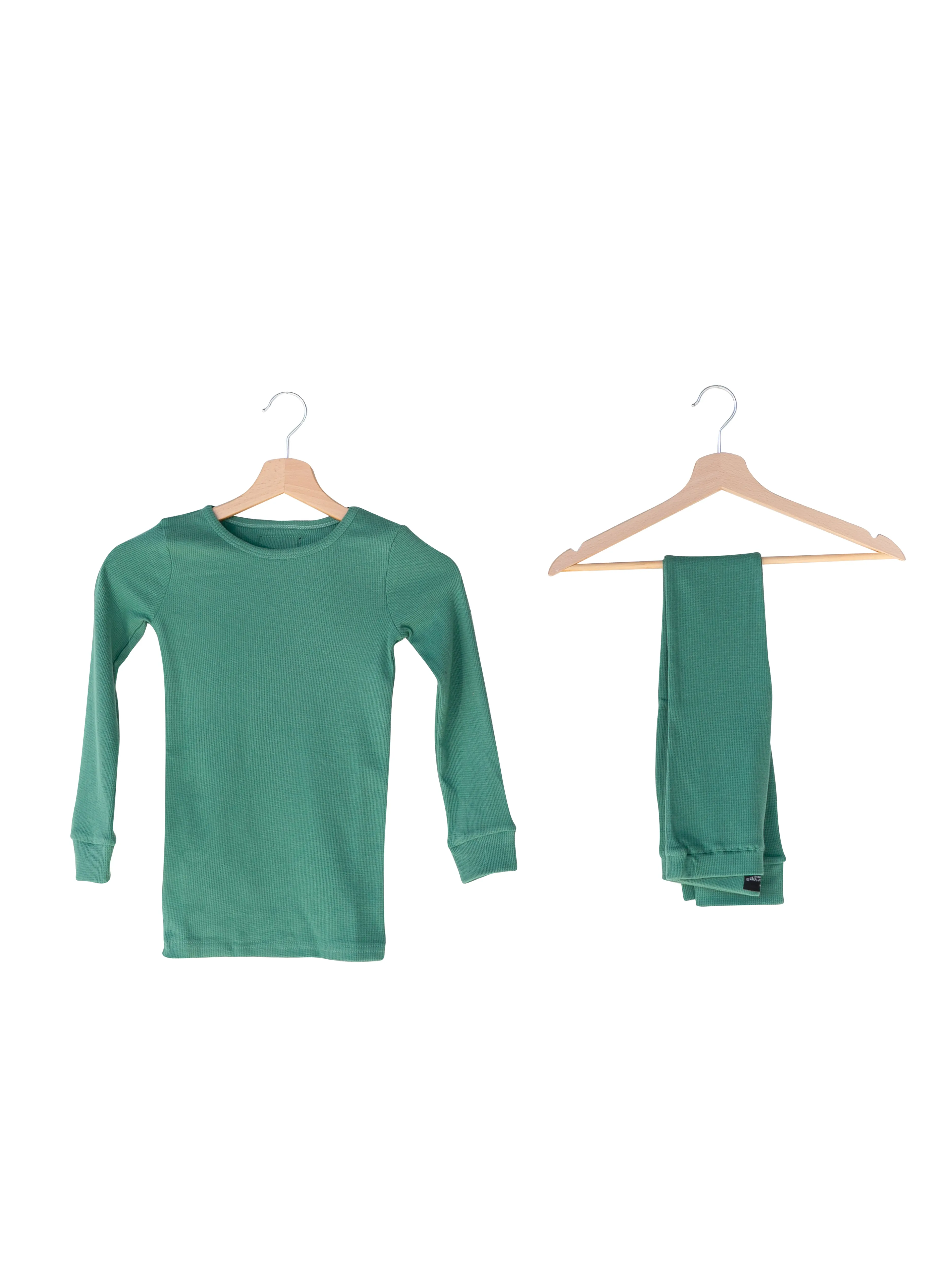 FINAL SALE - Organic Thermal Pajama Set -  PINE GREEN