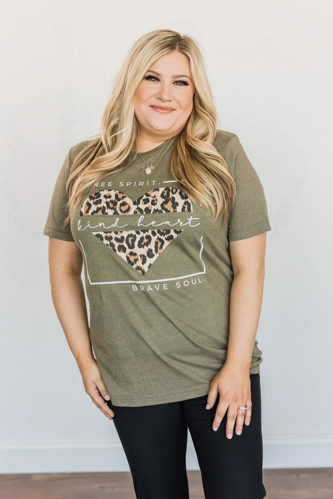 Free Spirit, Kind Heart, Brave Soul Graphic Tee- Olive