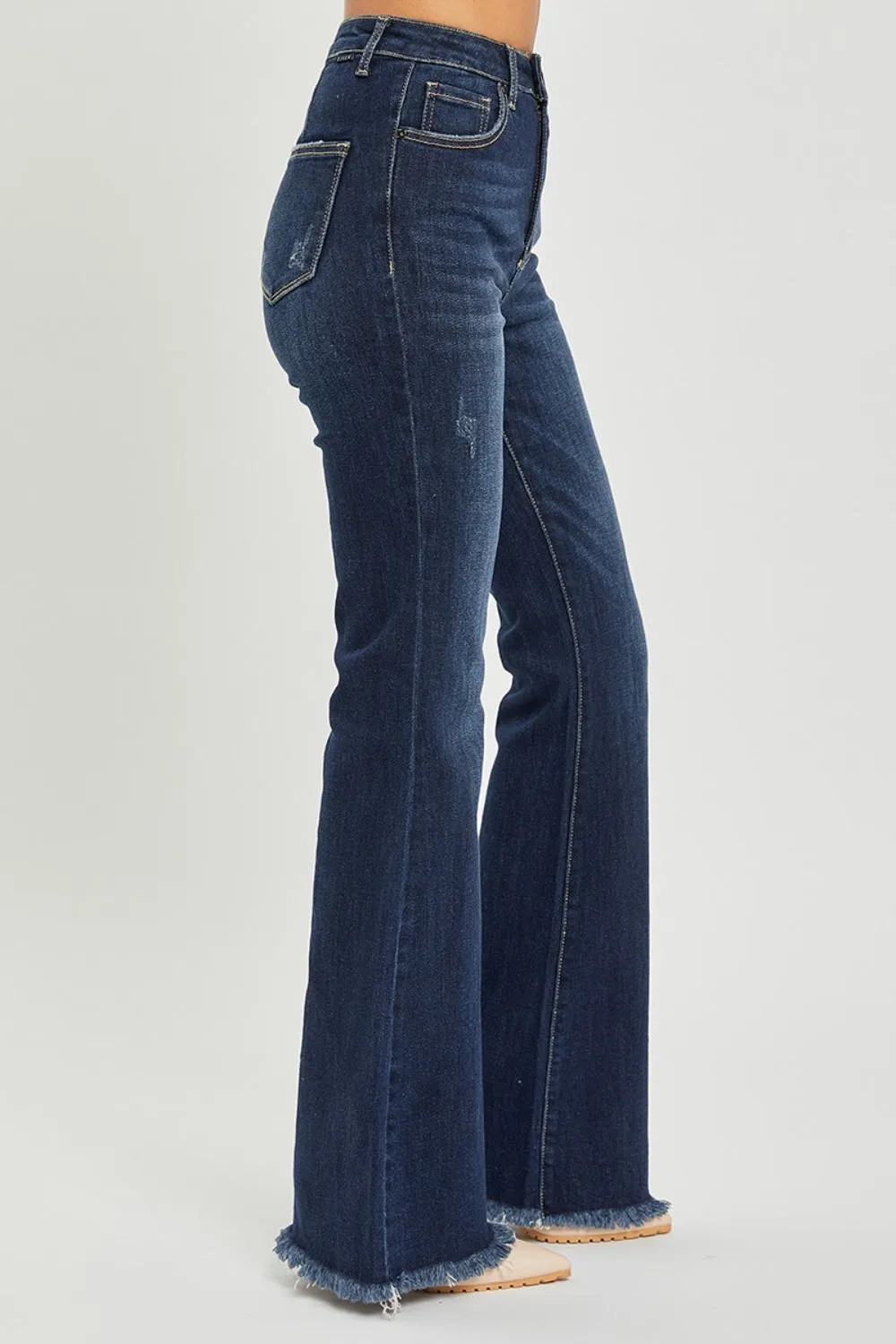 Friday High Waist Raw Hem Flare Jeans