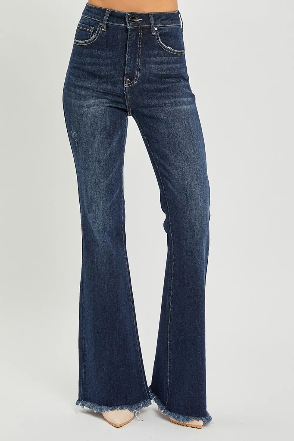 Friday High Waist Raw Hem Flare Jeans