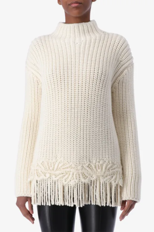 Fringe and Lace Detail Sweater