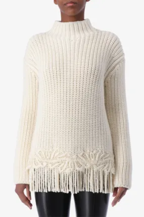 Fringe and Lace Detail Sweater