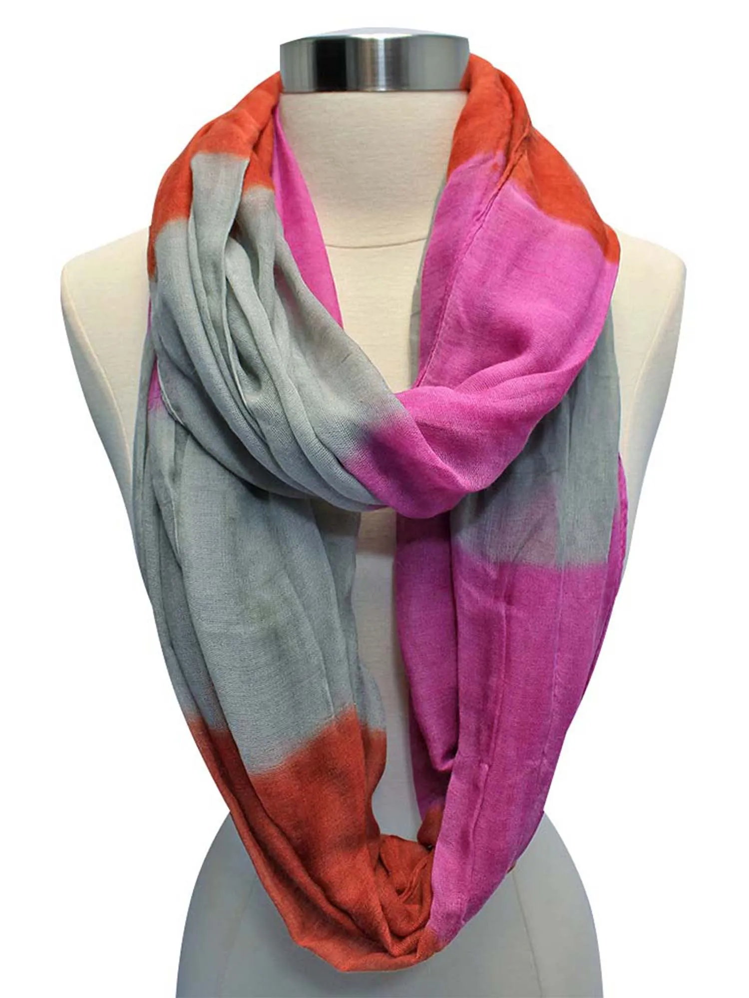 Fuchsia Gray Orange Gradient Fade Circle Scarf