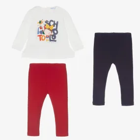 Girls Red & Blue Leggings Set