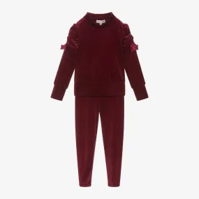 Girls Red Velour Leggings Set