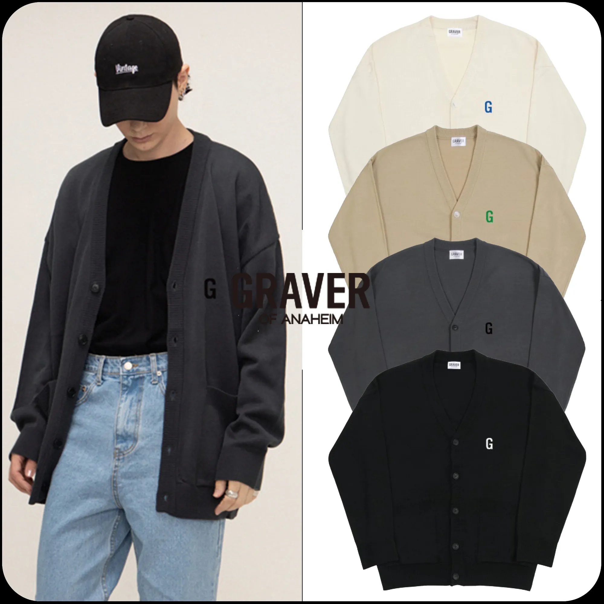 GRAVER  |[GRAVER]★G LOGO FLOCKING KNIT CARDIGAN