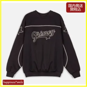 GRIMEY  |Street Style Long Sleeves Plain Cotton Logo Sweatshirts