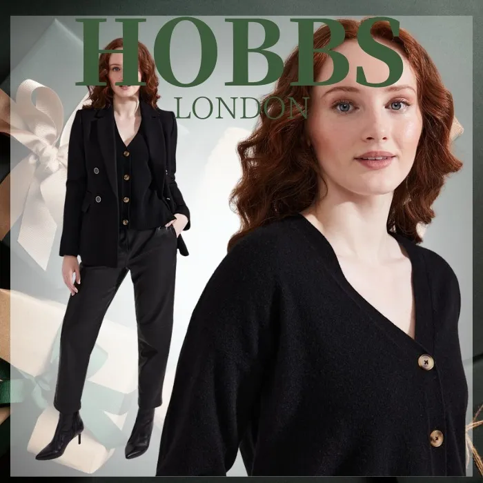 Hobbs London  |Casual Style Long Sleeves Plain Office Style Logo Cardigans