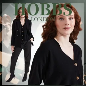 Hobbs London  |Casual Style Long Sleeves Plain Office Style Logo Cardigans