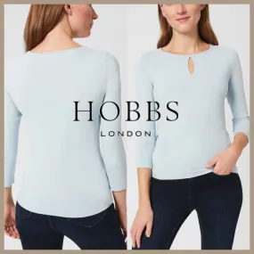 Hobbs London  |Crew Neck Casual Style Blended Fabrics Long Sleeves Plain