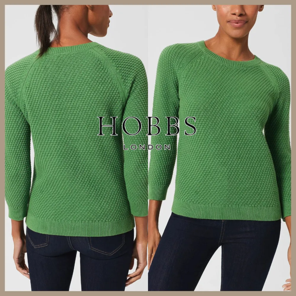 Hobbs London  |Crew Neck Casual Style Street Style Cropped Plain Cotton